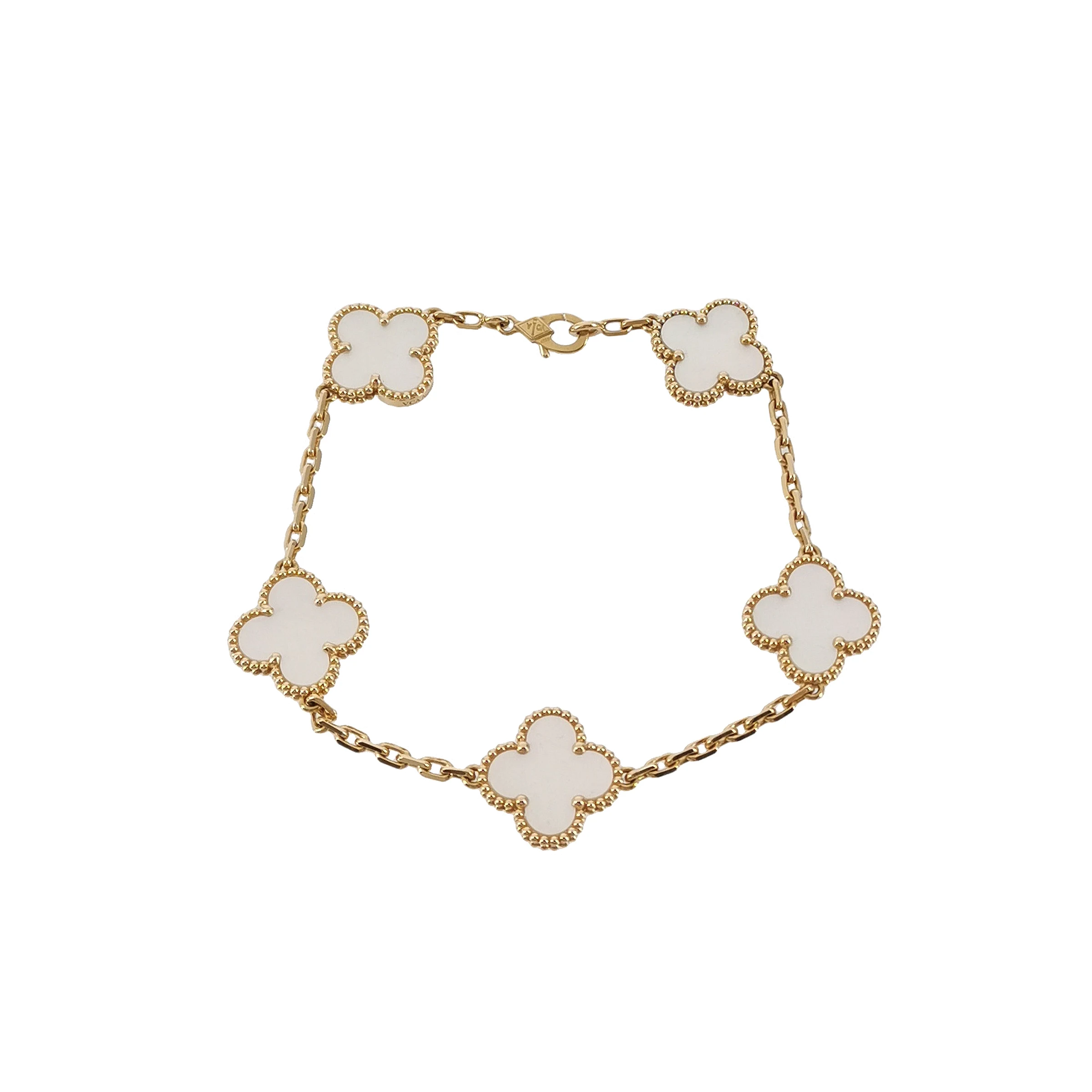 Van Cleef & Arpels Vintage Alhambra Bracelet, 18K Yellow Gold, Mother-of-Pearl