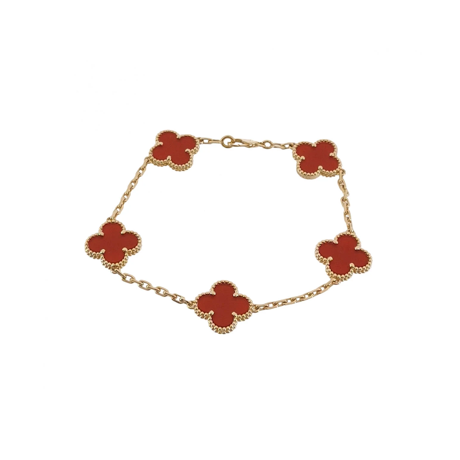 Van Cleef & Arpels Vintage Alhambra Bracelet, 18K Yellow Gold, Carnelian