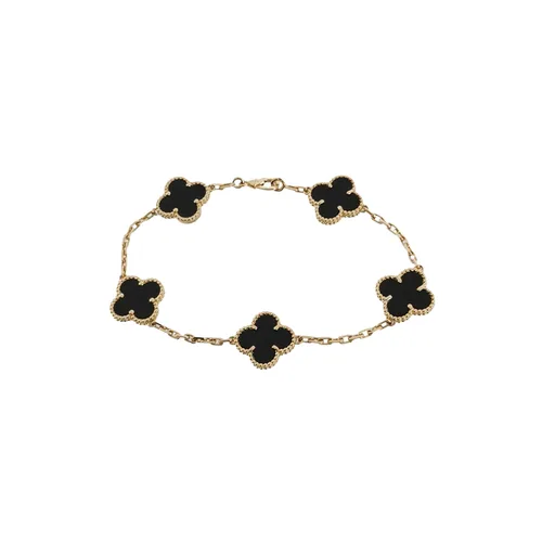 Van Cleef & Arpels Vintage Alhambra Bracelet, 18K Yellow Gold, Agate
