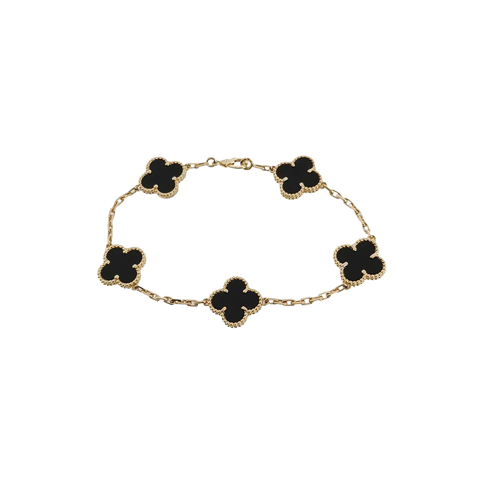 Van Cleef & Arpels Vintage Alhambra Bracelet, 18K Yellow Gold, Agate