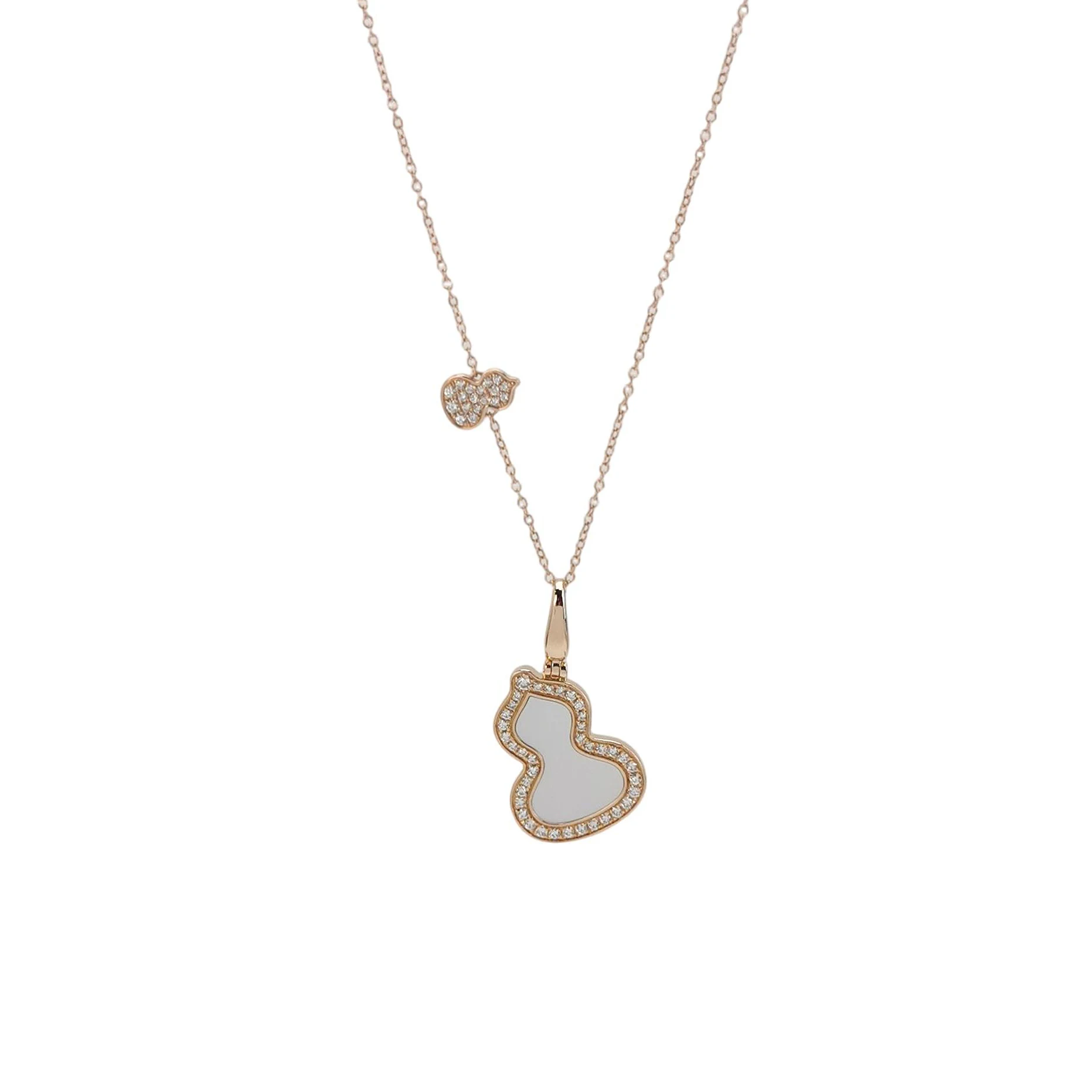 Qeelin Wulu Necklace, 18K Rose Gold, Diamond and Mother-of-Pearl