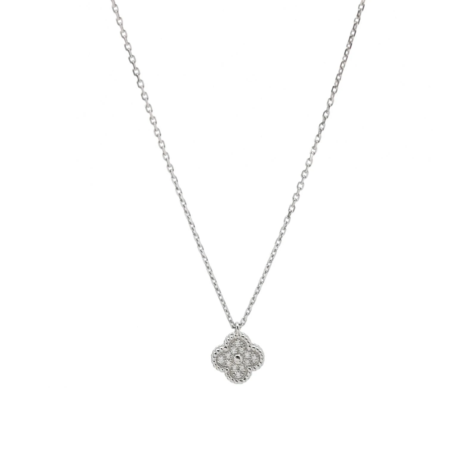 Van Cleef & Arpels Sweet Alhambra Necklace, 18K White Gold, Diamond