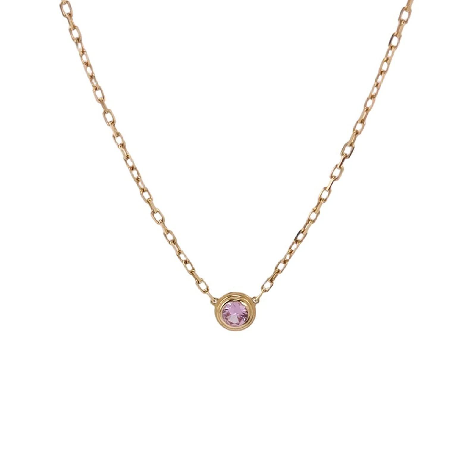 Cartier d'Amour Necklace, 18K Rose Gold and Sapphire, Saucer Pendant