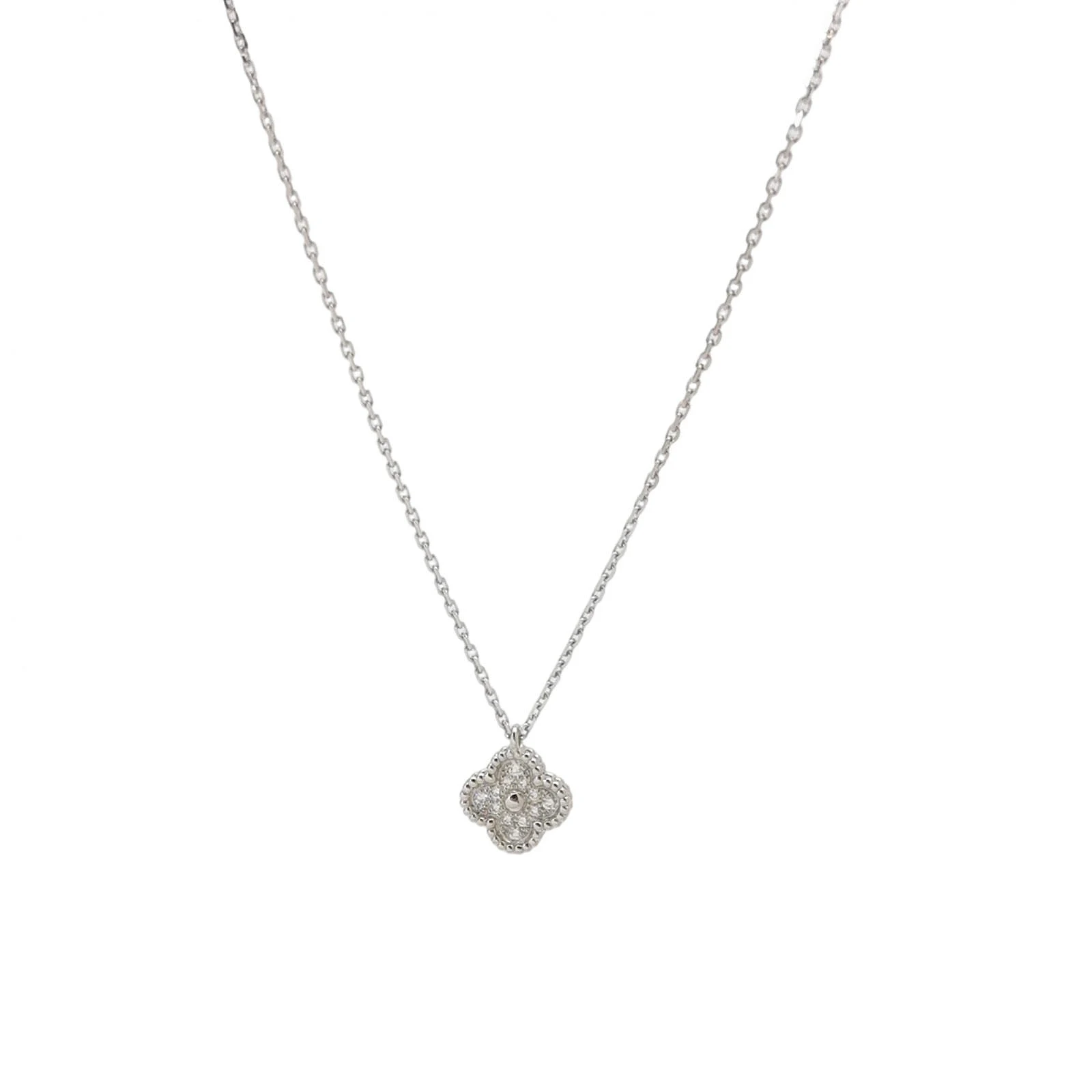 Van Cleef & Arpels Sweet Alhambra Necklace, 18K White Gold, Diamond