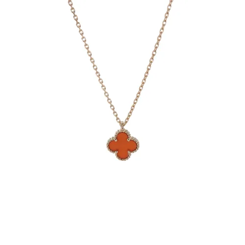Van Cleef & Arpels Sweet Alhambra Necklace, 18K Rose Gold, Carnelian