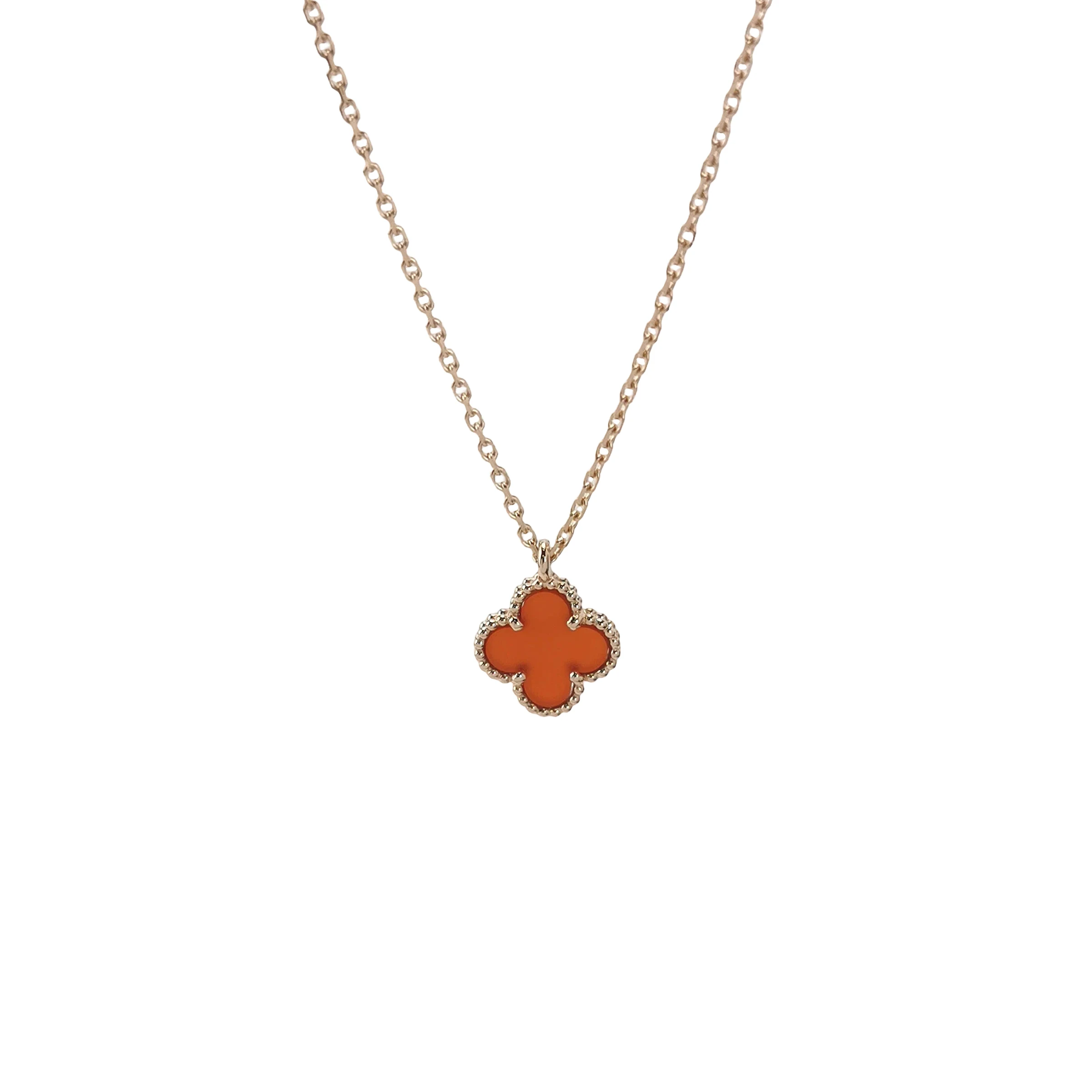 Van Cleef & Arpels Sweet Alhambra Necklace, 18K Rose Gold, Carnelian
