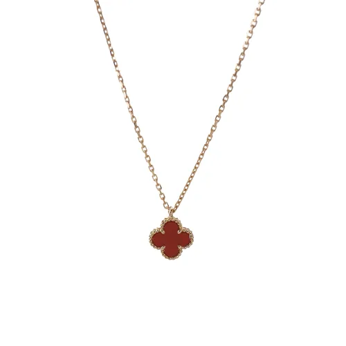 Van Cleef & Arpels Sweet Alhambra Necklace, 18K Rose Gold, Carnelian