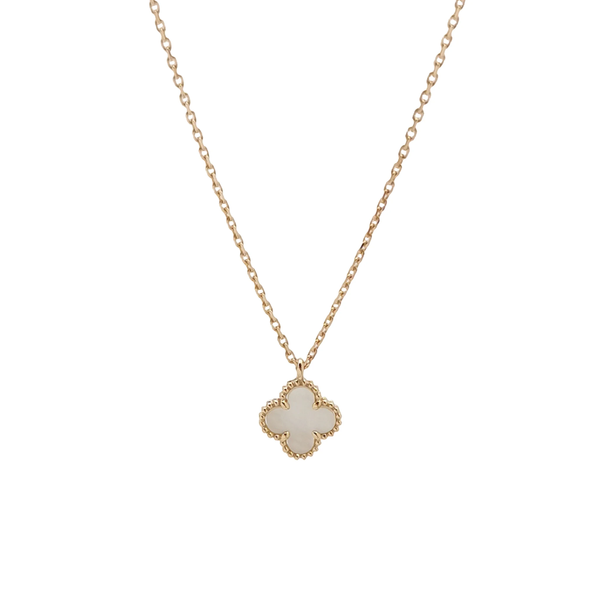 Van Cleef & Arpels Sweet Alhambra Clover Necklace, 18K Yellow Gold, Mother-of-Pearl
