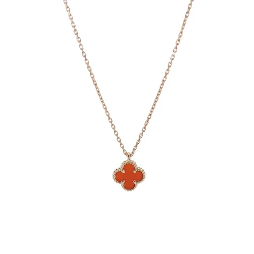 Van Cleef & Arpels Sweet Alhambra Necklace, 18K Rose Gold, Carnelian