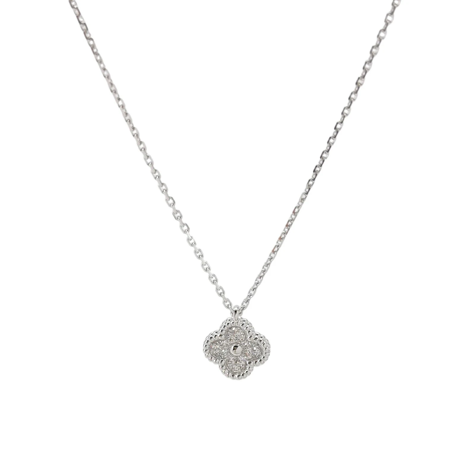 Van Cleef & Arpels Sweet Alhambra Necklace, 18K White Gold, Diamond