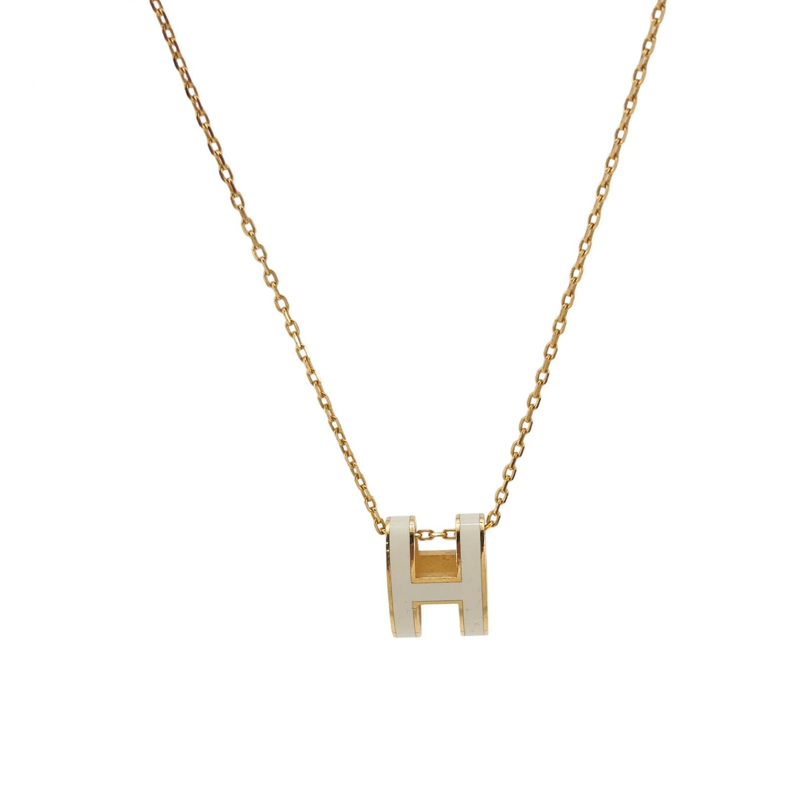 Hermès Pop H Necklace, Gold-Tone Enamel