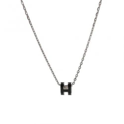 Hermes Pop H Mini Necklace, Gold-Tone Enamel, Openwork H