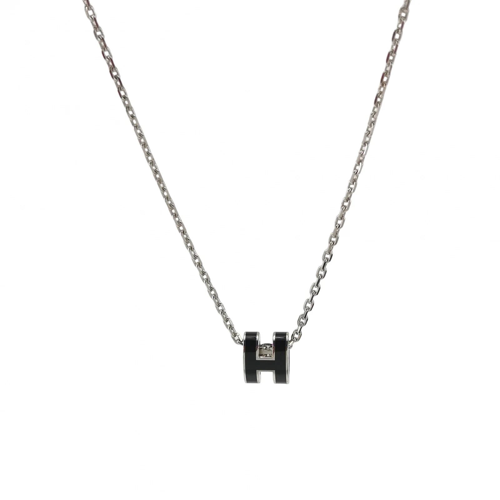 Hermes Pop H Mini Necklace, Gold-Tone Enamel, Openwork H
