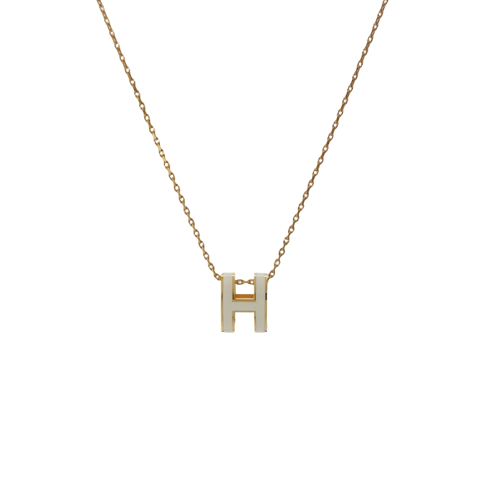Hermès Pop H Necklace, Gold-Tone Enamel