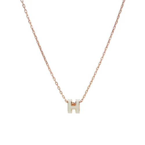 Hermès Pop H Mini Necklace, Gold-Tone Enamel