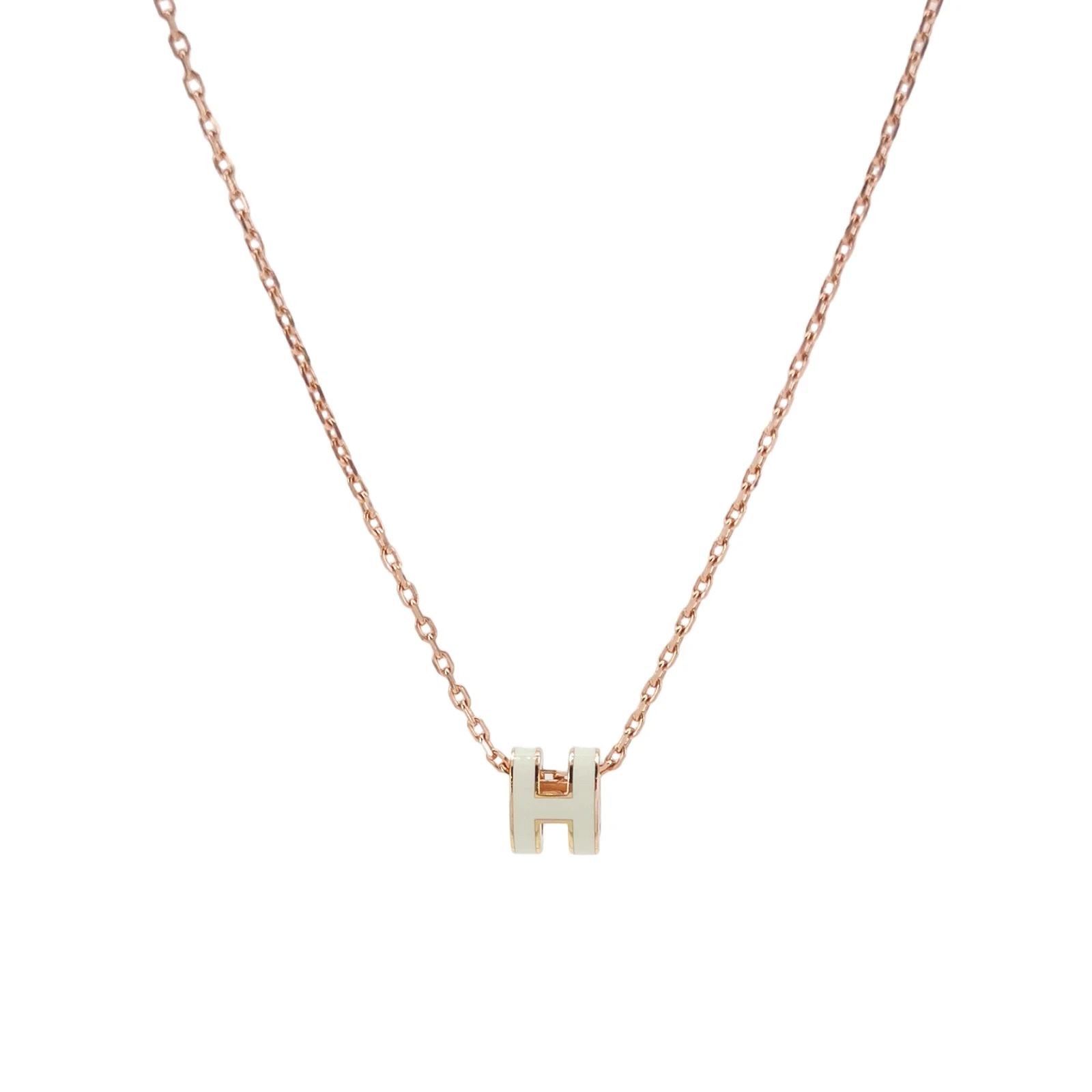 Hermès Pop H Mini Necklace, Gold-Tone Enamel