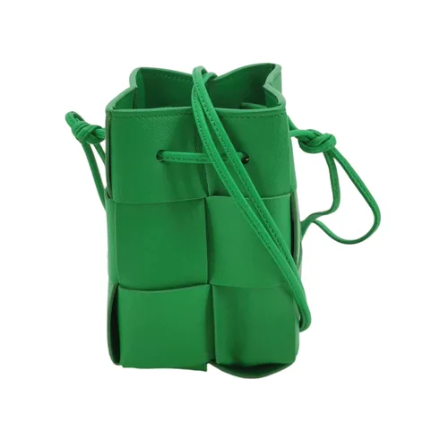 Bottega Veneta Cassette Mini Crossbody Bag, Green Lambskin, Intrecciato Weave