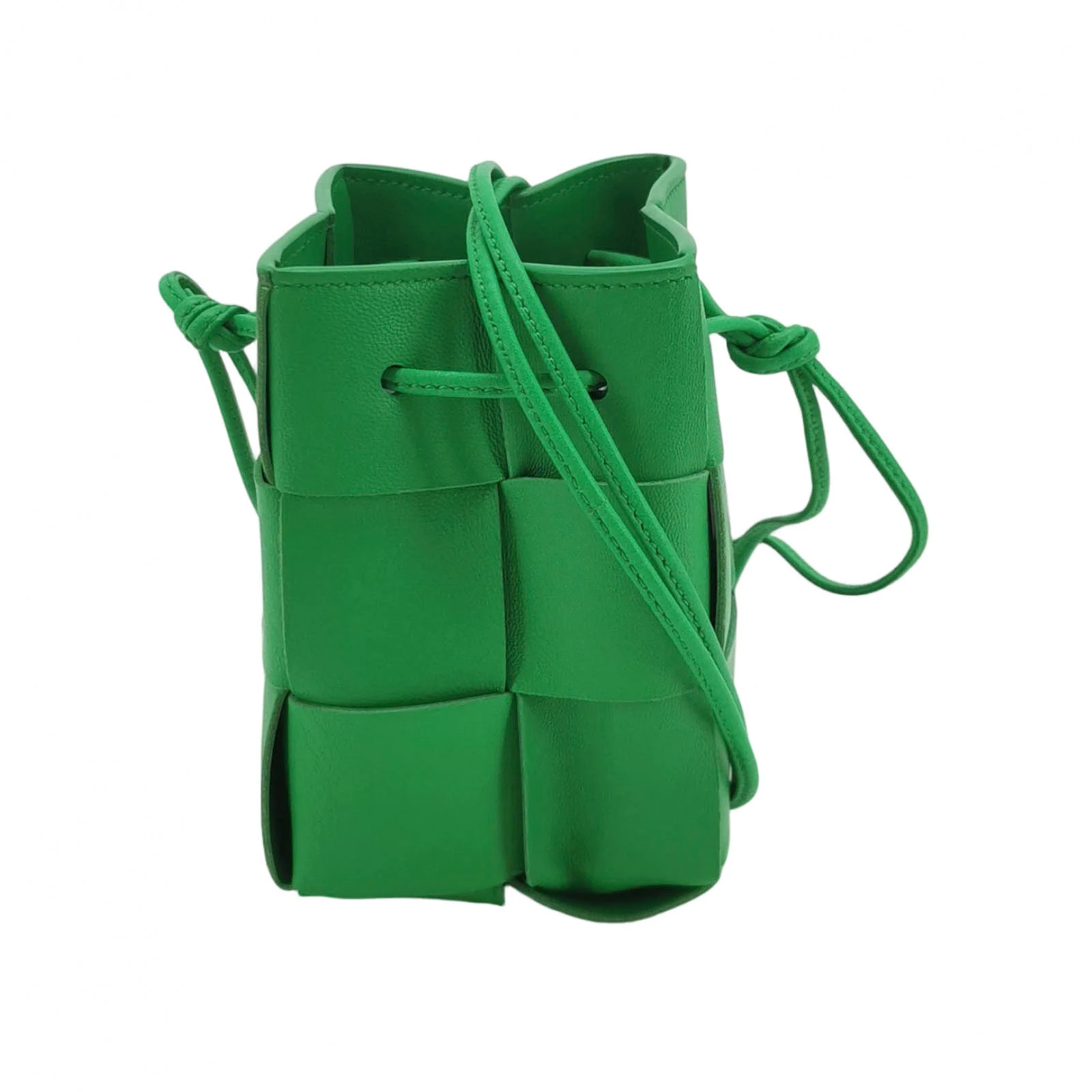 Bottega Veneta Cassette Mini Crossbody Bag, Green Lambskin, Intrecciato Weave