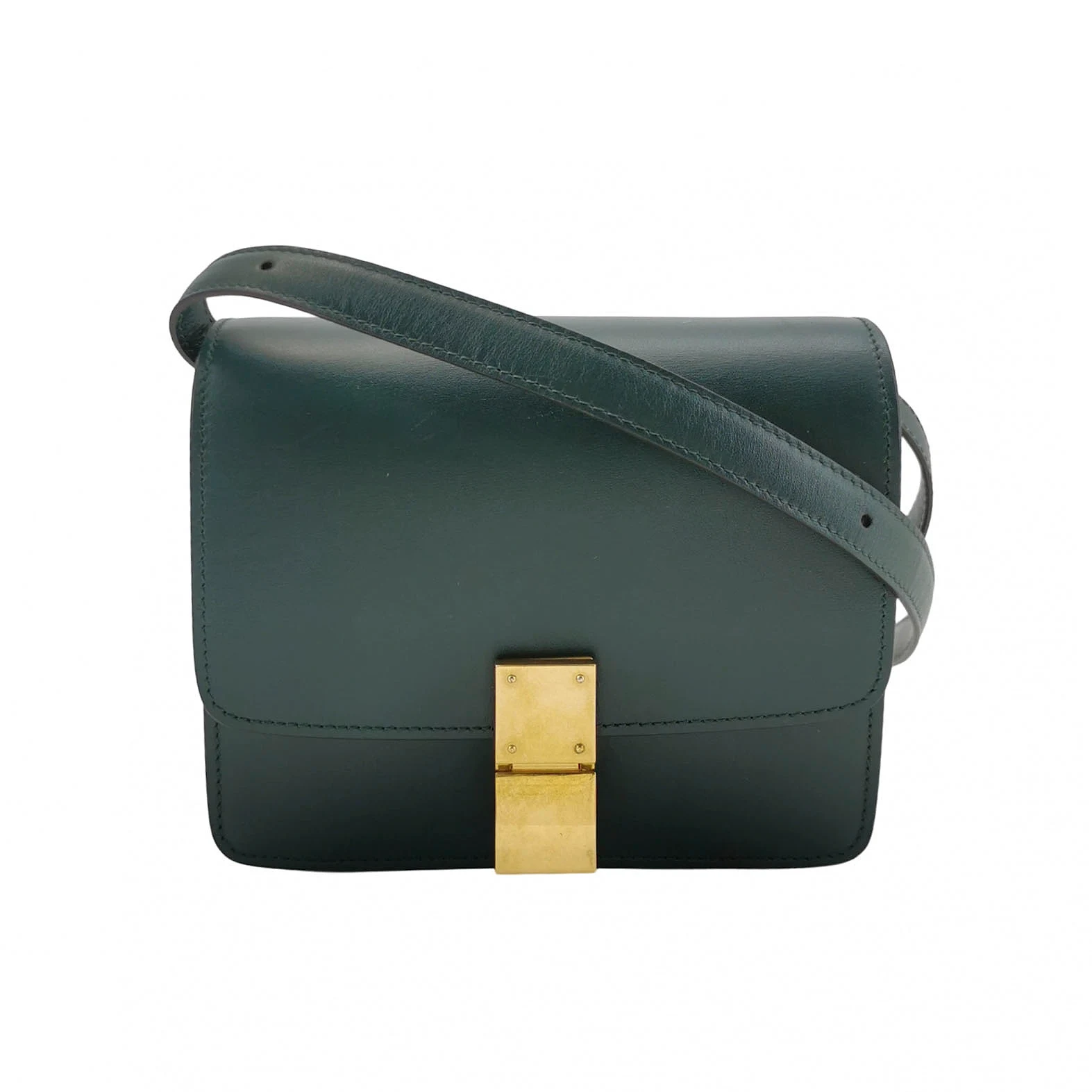 Celine Classic Box Bag, Small, Green Calfskin