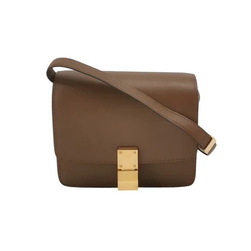 Celine Classic Box Small Shoulder Bag, Brown Calfskin, Push-Lock Closure