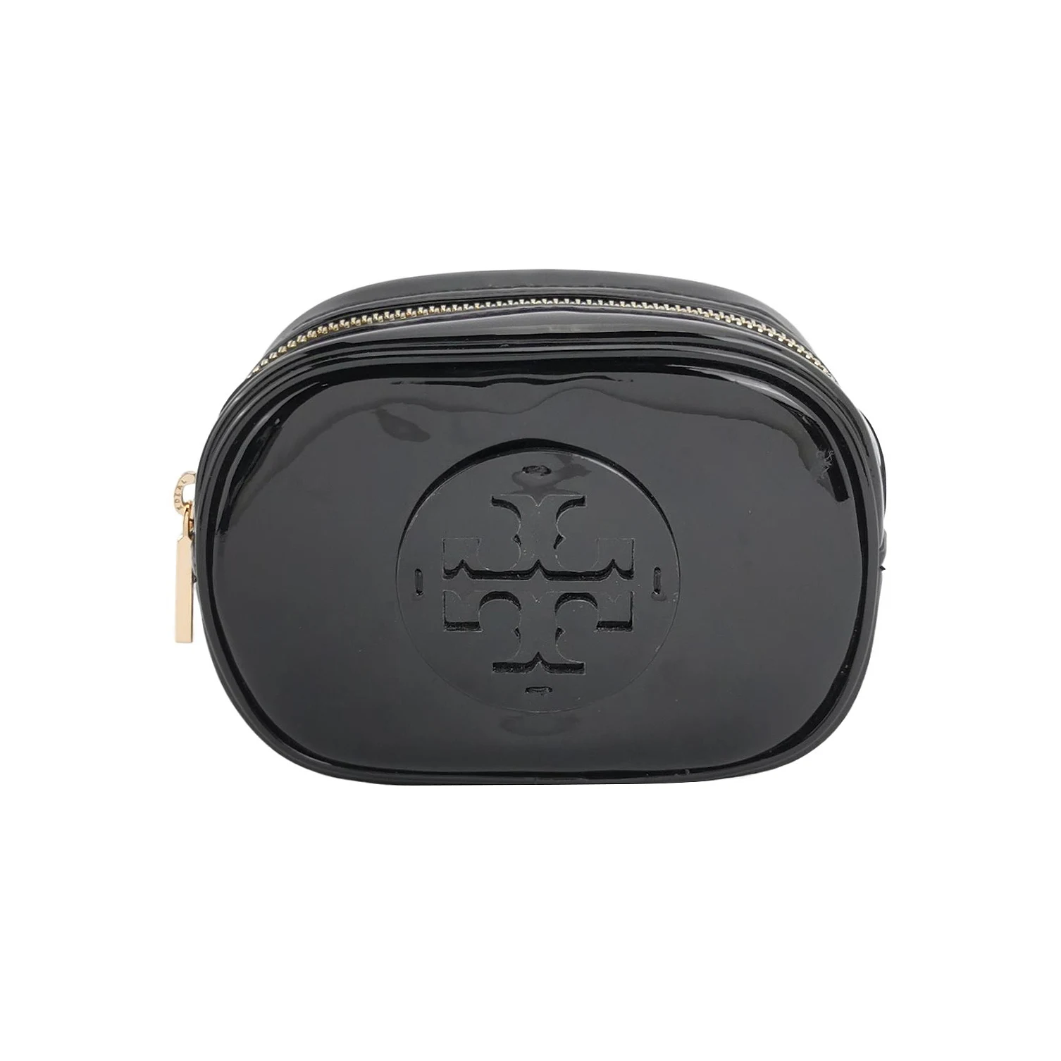 Tory Burch Double T Patent Leather Zip Cosmetic Pouch