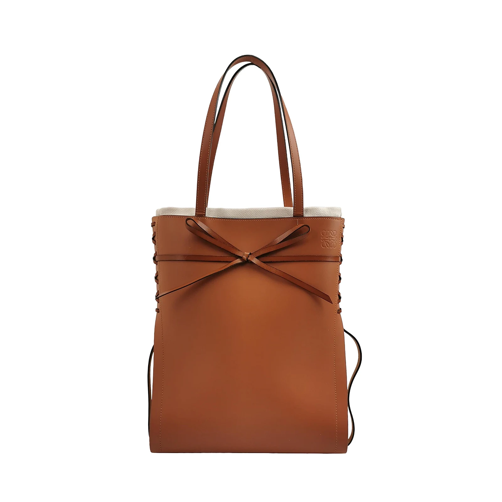 Loewe Ikebana Shoulder Bag, Calfskin, Color-Block with Embossed Bow Logo