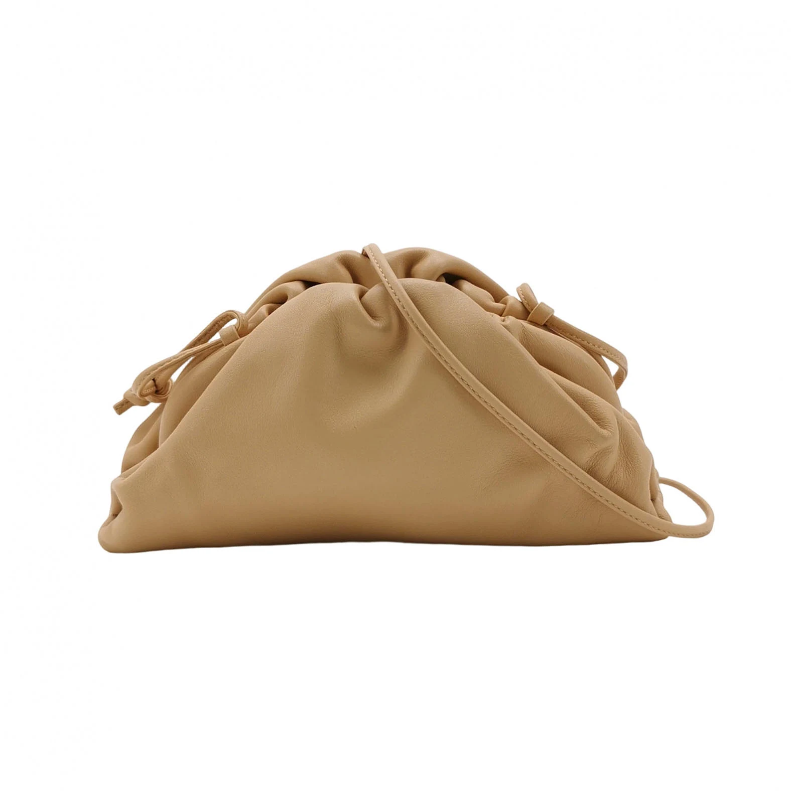 Bottega Veneta Pouch Mini Crossbody Bag, Khaki Crinkled Calfskin