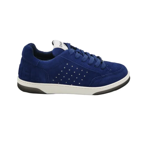 Chanel CC Logo Lace-Up Sneakers, Color-Block Suede