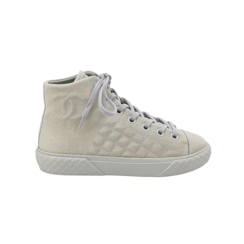 Chanel Double C Logo Sneakers, Quilted Canvas