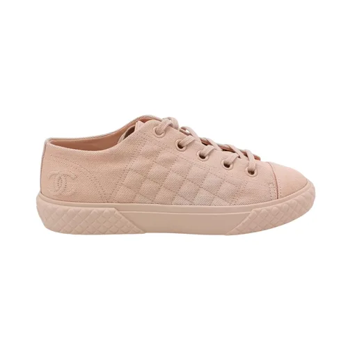 Chanel Double C Logo Sneakers, Quilted Canvas
