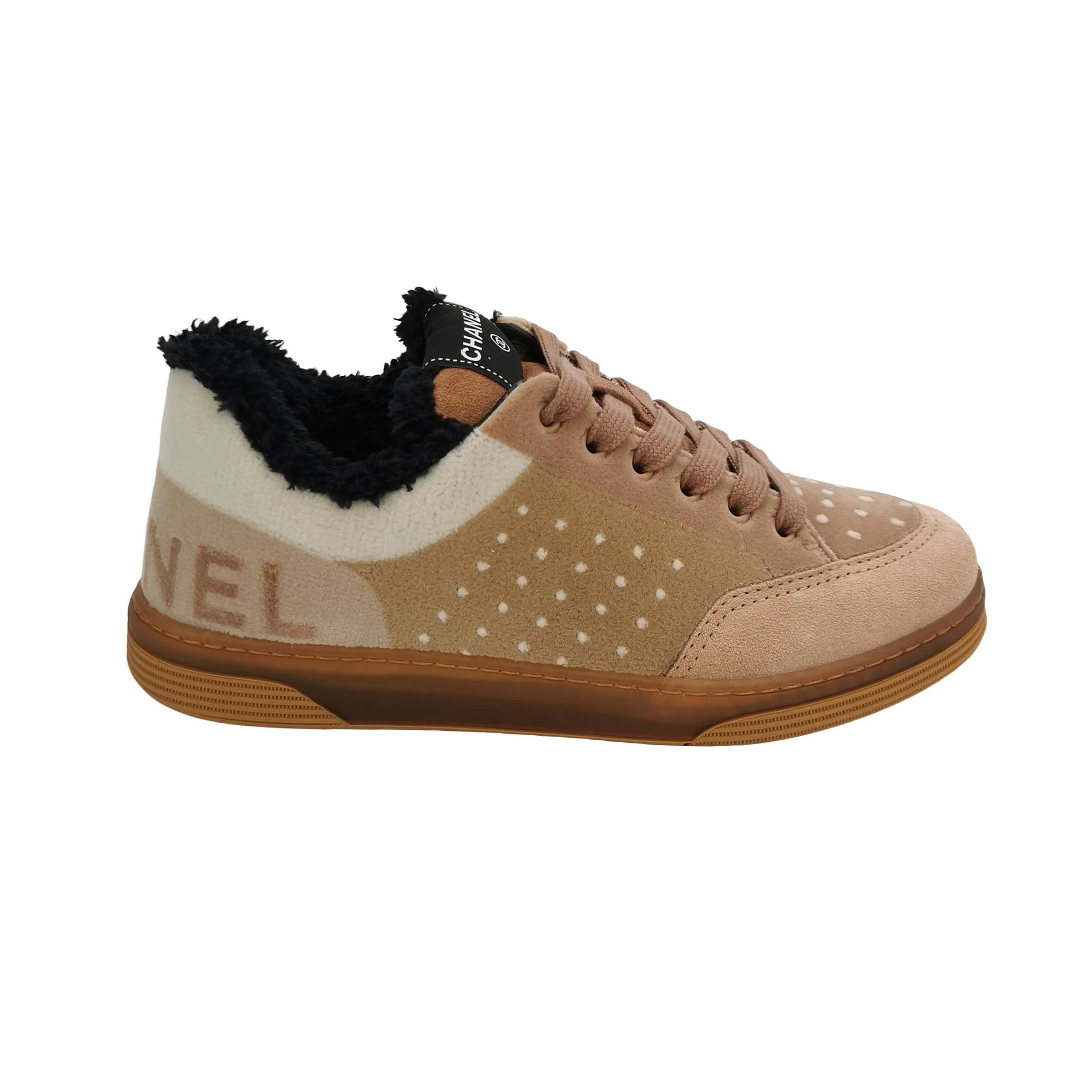 Chanel Logo Sneakers, Color-Block Suede