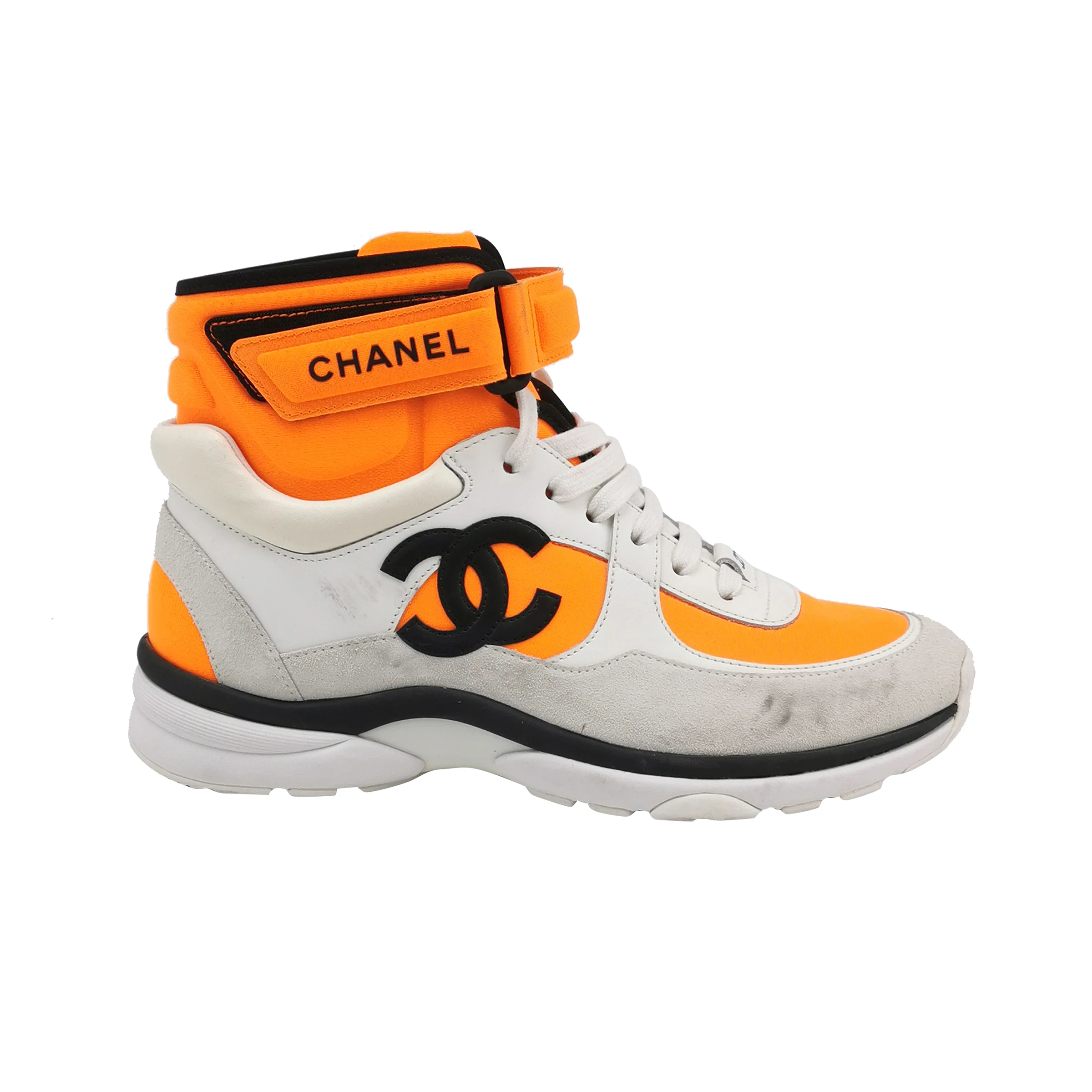 Chanel Double C Logo Sneakers, Color-Block Leather & Suede
