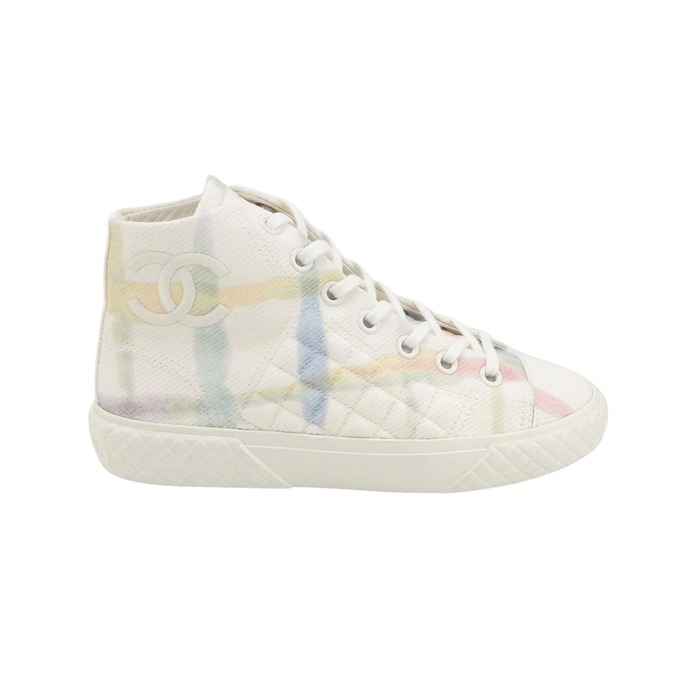 Chanel CC Logo Quilted Canvas Sneakers