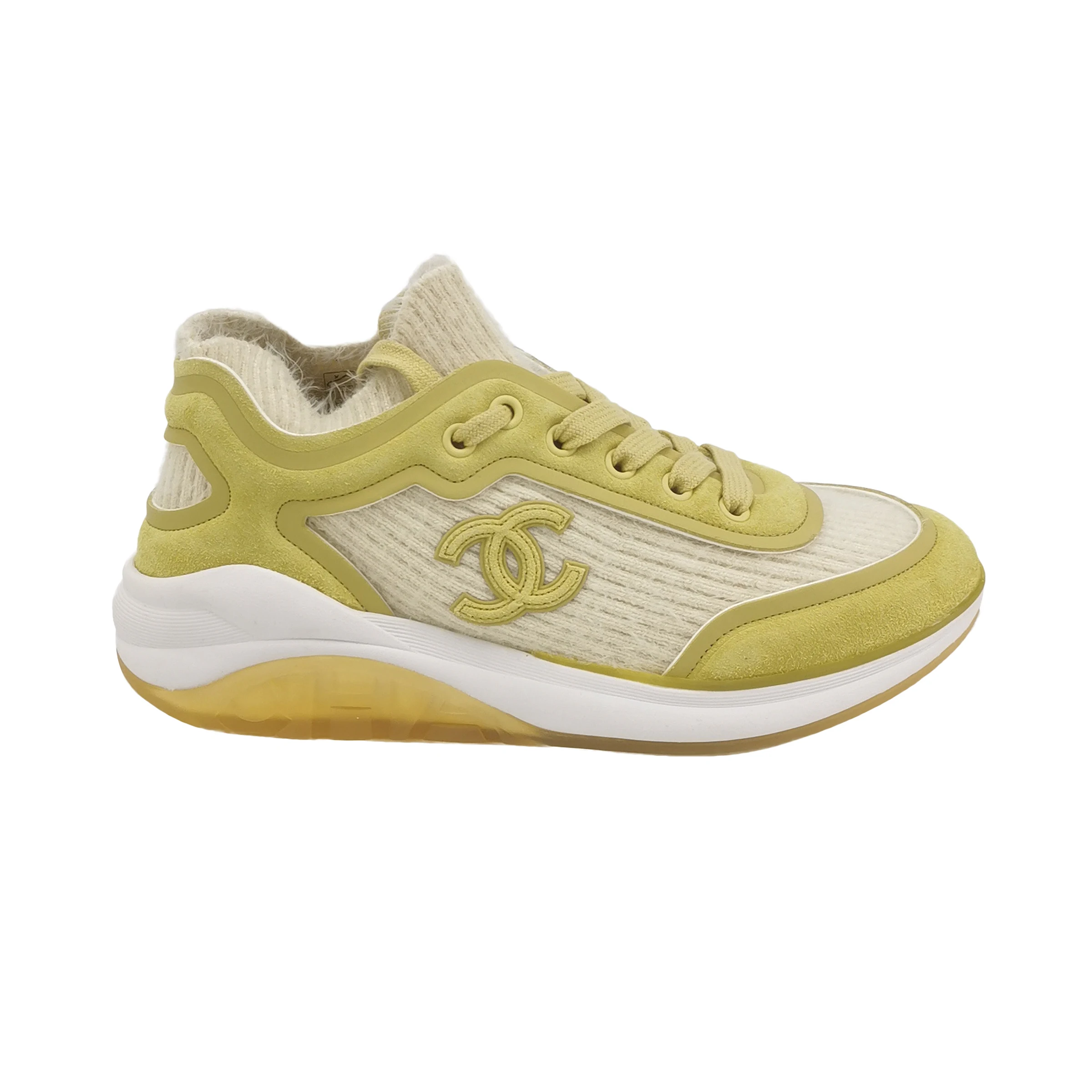 Chanel CC Logo Suede Sneakers