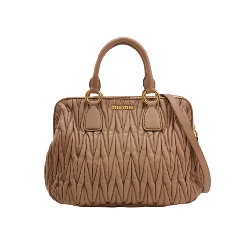 Miu Miu Logo Crossbody Bag, Khaki Ruched Lambskin