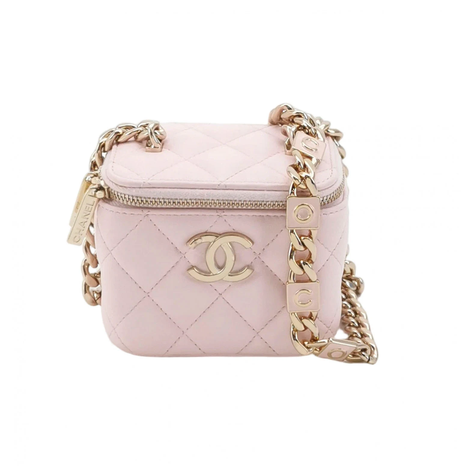 Chanel Vanity Case Bag, Pink Quilted Lambskin