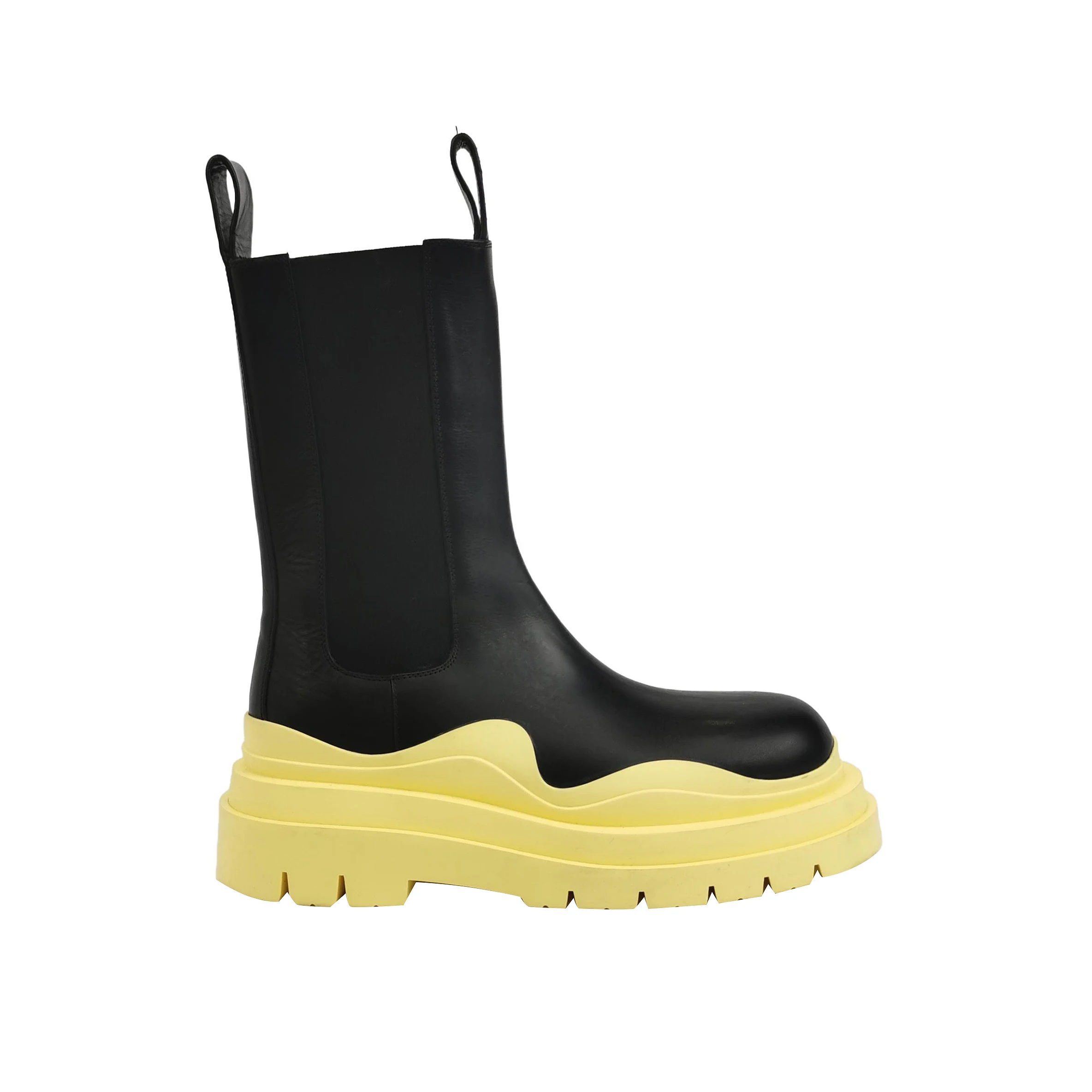 Bottega Veneta Tire Ankle Boots, Color-Block Calfskin, Platform Sole