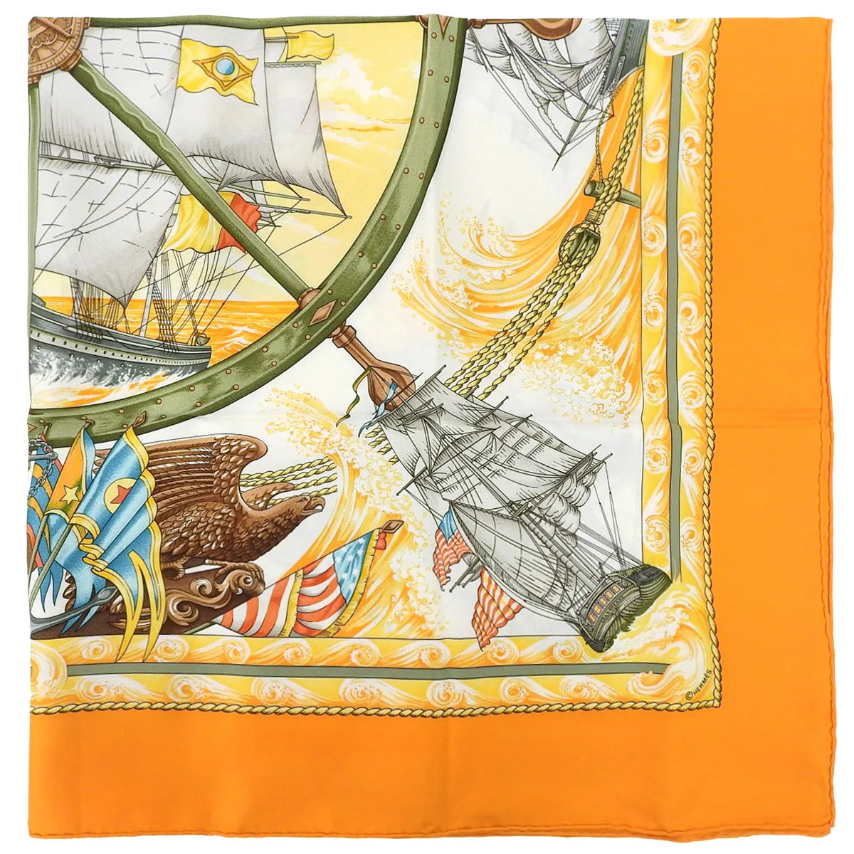Carre 90 VIVE LE VENT Scarf Orange/Multicolor