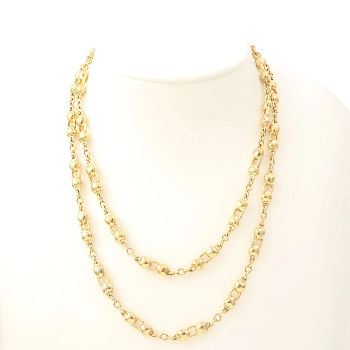 Heart Long Chain Necklace Gold