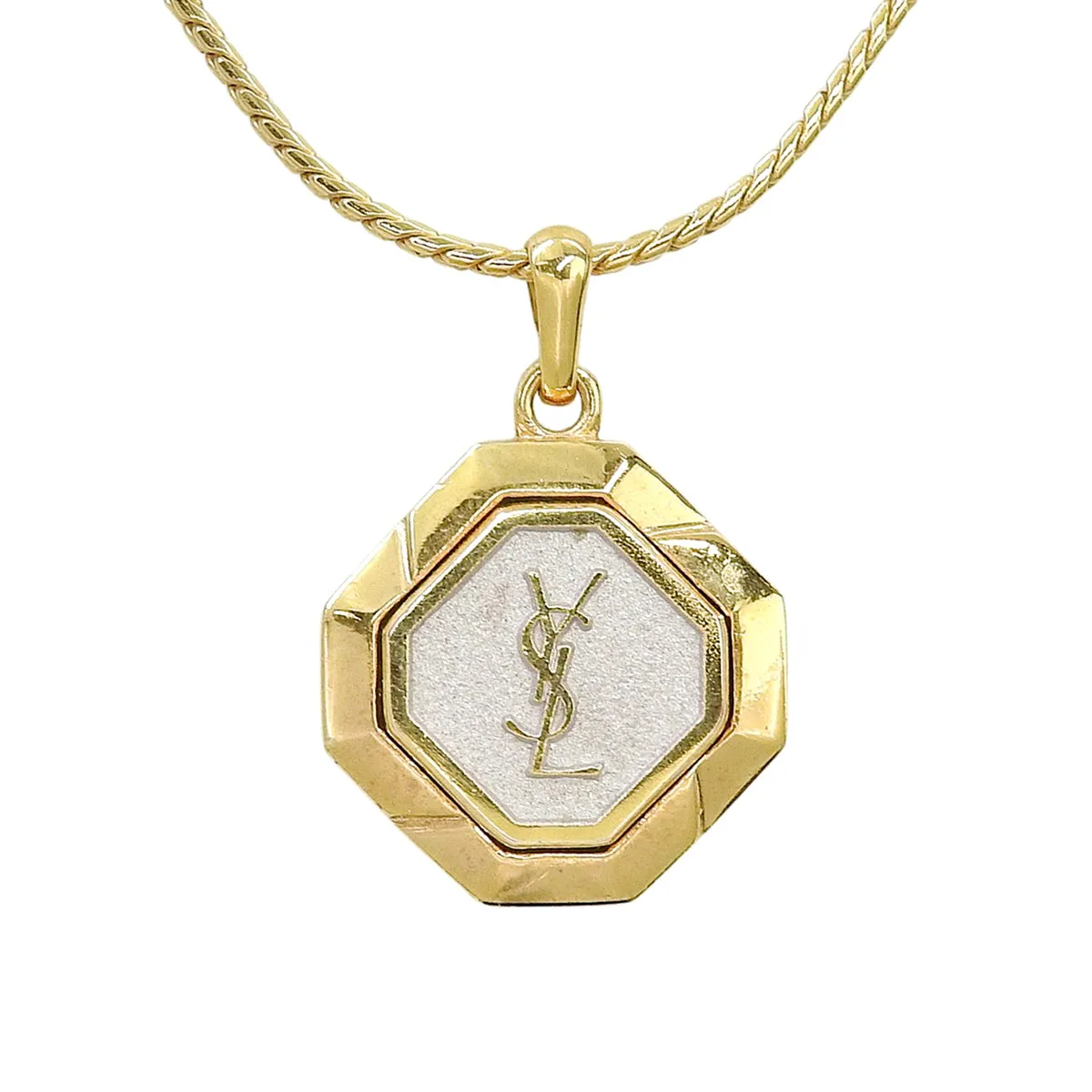Octagon Motif Logo Necklace Gold