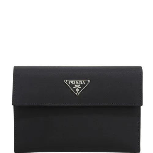Nylon Logo Plate Wallet Black