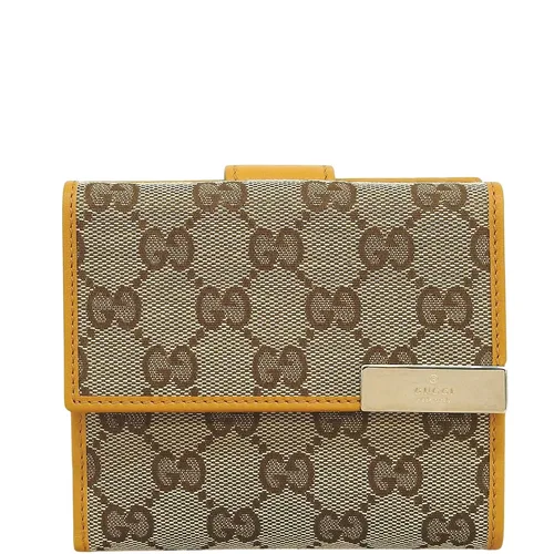 Canvas GG Pattern Compact Wallet Beige/Mustard