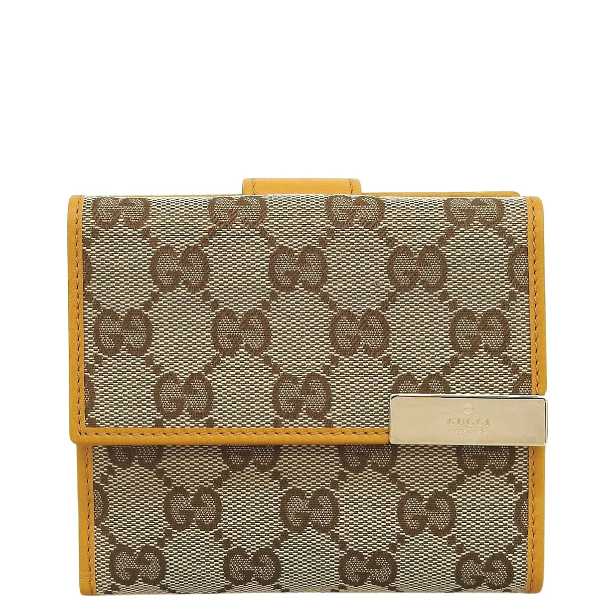 Canvas GG Pattern Compact Wallet Beige/Mustard
