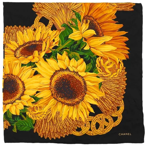 Sunflower CC Mark Chain Pattern Scarf Black/Yellow