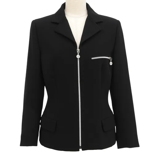 Wool Medusa Motif Zip-Up Jacket #40 Black