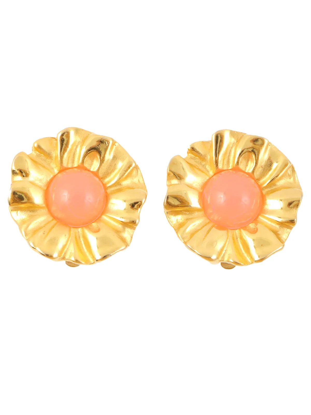 Flower Motif Earrings Gold/Pink