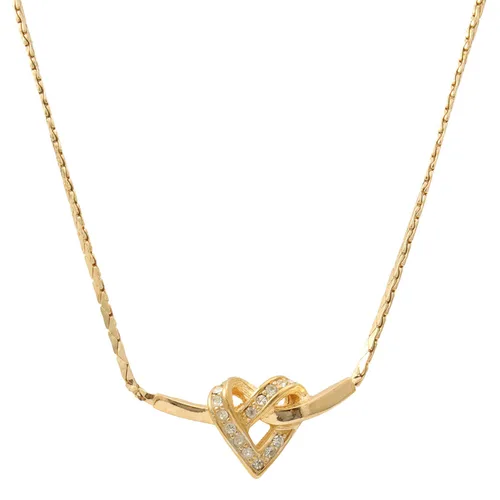 Rhinestone Heart Necklace, Gold