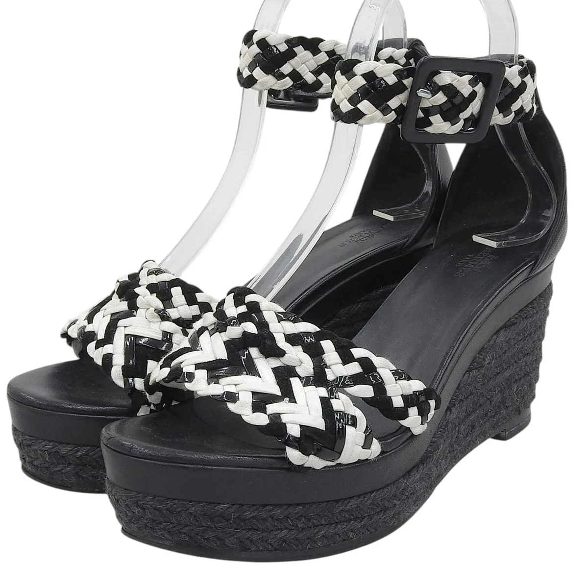 Inès Espadrille Wedge Sandals #37 Black/White Sandals/Mules