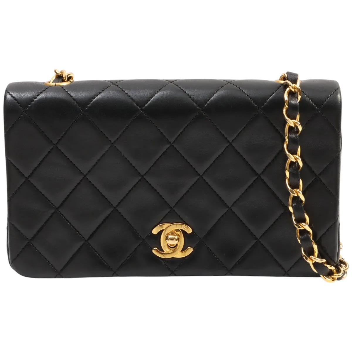 Circa 1990 Matelassé Full Flap Mini, Black Shoulder bag