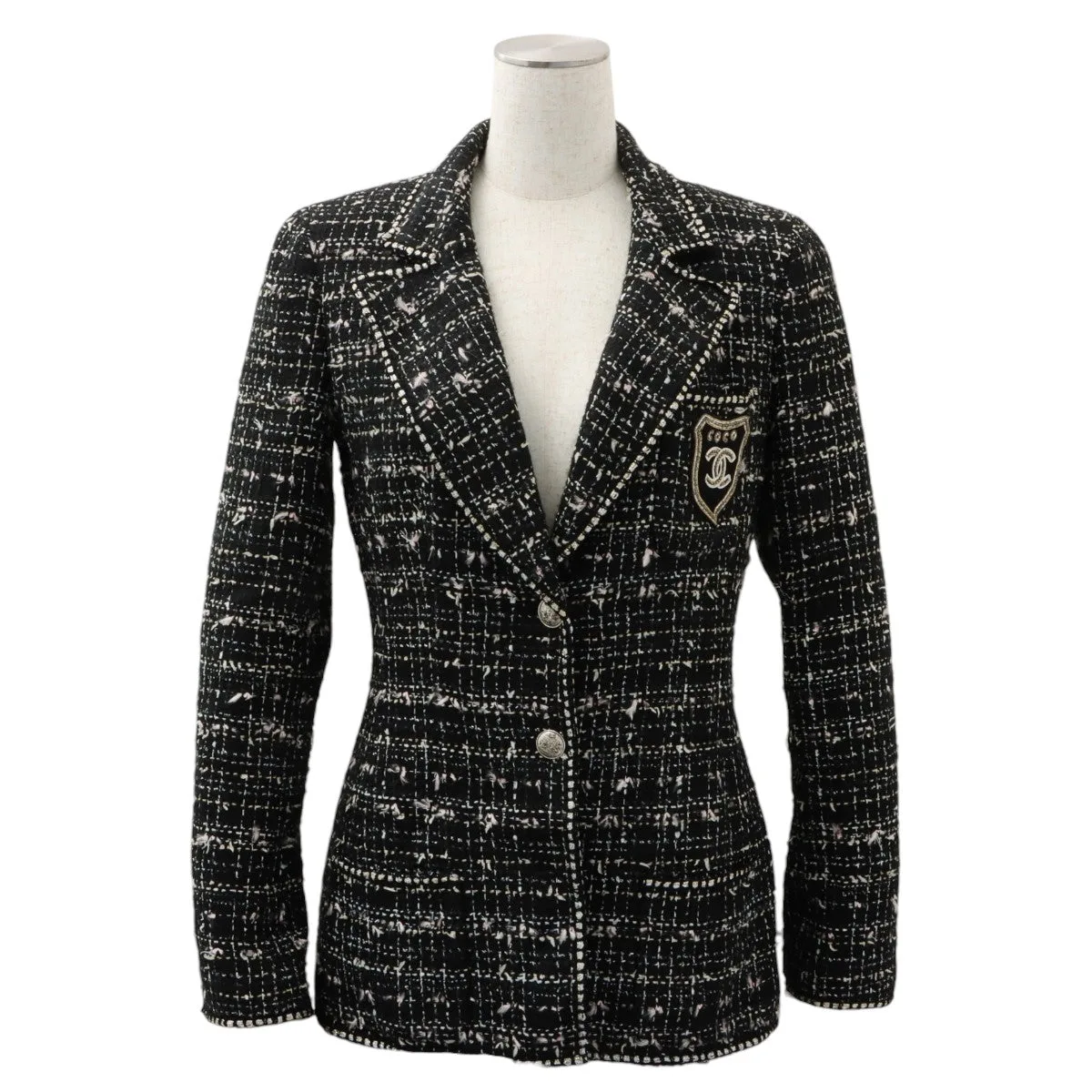2005 Tweed CC Mark Emblem Patch Jacket #38 Black